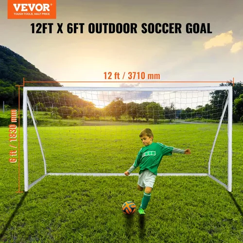 Miniatura 2 de VEVOR Portable Soccer Goal, 12 x 6 ft Large Practice Soccer Net, Steel Fiberglass Structure Training Goal Set with Carry Bag, All-Weather Outdoor