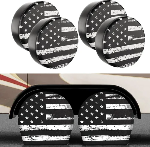 Miniatura 10 de Moonet Paquete de 2 fundas de cuero sintético grueso para llantas, protectores de ruedas resistentes para camiones, SUV, autocaravanas, cámper