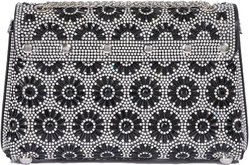 Miniatura 6 de Bolso de mano de cristal con diamantes de imitación de flores, bolsa de hombro brillante para boda, graduación, fiesta, novia, invitada, caja