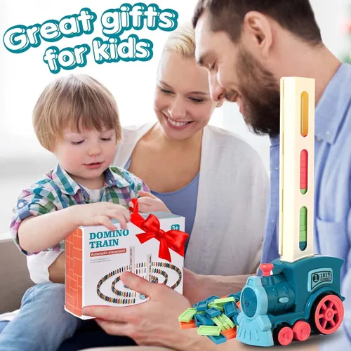 Miniatura 6 de Juego de 200 juguetes de tren de dominó, juego creativo de construcción y apilamiento automático para niños de más de 3 años, juguetes Montessori