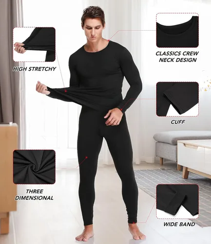 Miniatura 2 de JZCreater Conjunto de ropa interior térmica para hombre capa superior e inferior pantalones largos para hombre