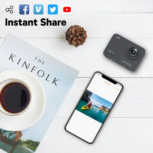 Miniatura 7 de AKASO V50X. Cámara de acción WiFi nativa 4K30fps con pantalla táctil EIS 4X Zoom, resistente al agua hasta 40 metros, soporte para cámara