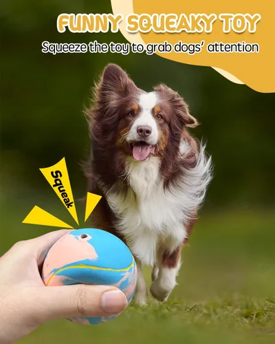 Miniatura 2 de SCHITEC Juguetes de pelota chirriante para perros, pelotas de tenis interactivas para jugar, juguete de látex de goma para mascotas para perros