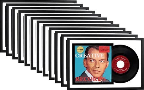 Miniatura 11 de Creative Picture Frames Marco de disco individual de vinilo de 7 pulgadas con doble paspartú negro y negro de 6 7/8 pulgadas y cubierta de 7 x 7