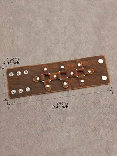 Miniatura 7 de Pulsera de cuero para hombre, brazaletes de cuero punk, pulsera de cuero negro para mujer