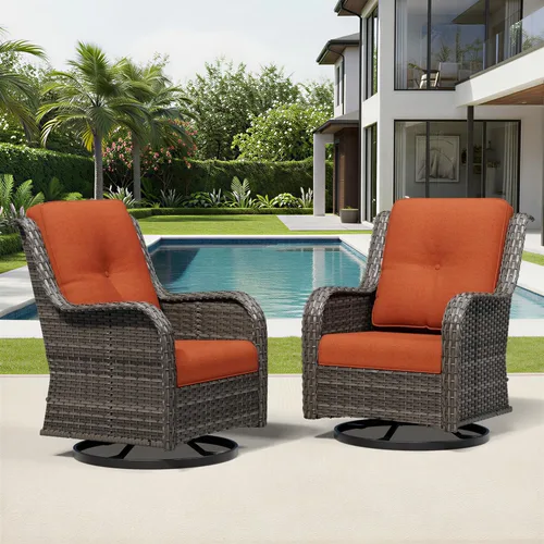 Miniatura 192 de Joyside Juego de sillas de mimbre para patio, juego de 3 piezas de mimbre para exteriores con 2 sillas reposabrazos y 1 mesa auxiliar para terraza