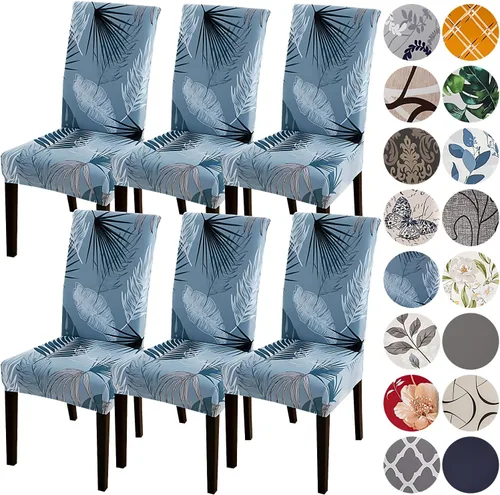 Miniatura 18 de HZDHCLH Juego de 6 fundas grises para sillas Parsons de elastano para comedor, fundas elásticas de elastano para sillas Parsons, fundas de asiento