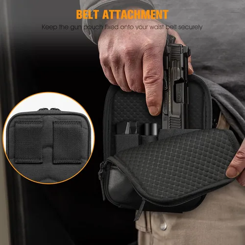 Miniatura 5 de FINPAC Funda de Transporte Oculto para Armas, Estuche Suave para Pistola Riñonera de Cintura Bolsa para Armas de Fuego con Funda para Pistola