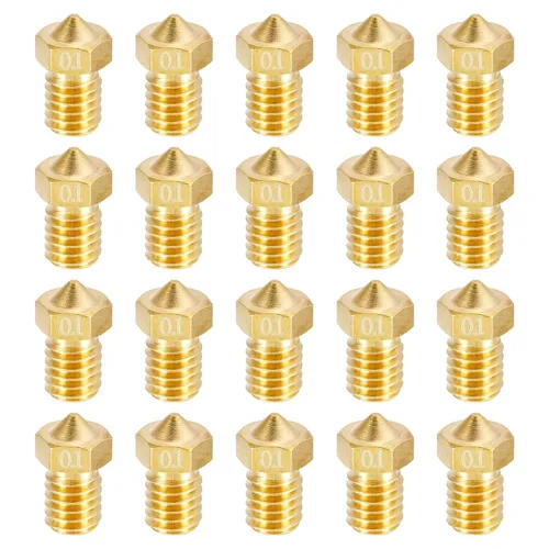 uxcell 20 boquillas de impresora 3D, boquilla de latón de 0.004 in, cabezal de impresión extrusora para impresora 3D M6 de 0.069 in