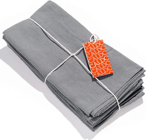 Miniatura 5 de Caldo Servilletas de lino – Tela suave y duradera – Paquete de 4 – 20 x 20 pulgadas (gris)