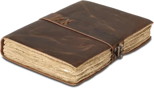 Miniatura 13 de Diario de cuero vintage hecho a mano de búfalo no rellenable con papel de borde irregular – Diario encuadernado en cuero para mujeres, hombres