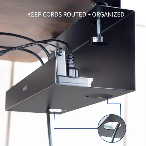 Miniatura 2 de VIVO Sin taladro Abrazadera de 17 pulgadas para administración de cables de extensión de alimentación Bandeja de administración de cables debajo