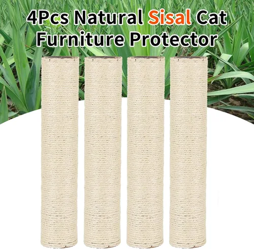 Miniatura 5 de VCEPJH Poste rascador de repuesto para gatos de interior, 4 piezas de poste de rascador de gato de 15.7 pulgadas, cuerda de sisal, protector