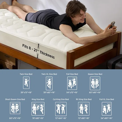 Miniatura 7 de Bedsure Protector de colchón beige individual XL – Cubrecolchón suave para dormitorio universitario, protector de cama individual extra largo