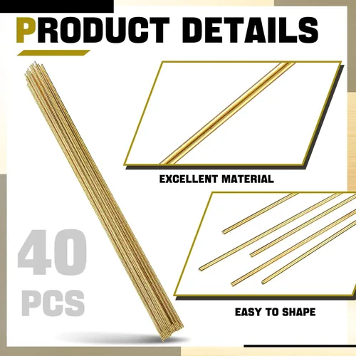 Miniatura 3 de Moxweyeni 40 piezas de varillas de latón 1.5 mm 2 mm de latón para soldadura y brasado de aleación de cobre sólido para manualidades DIY, punzones