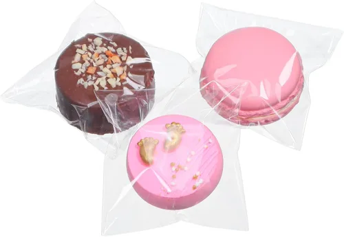 Miniatura 13 de ROSPAKTEK 100 bolsas transparentes para macarrones de 3.5 x 3.5 pulgadas, bolsas Oro cubiertas de chocolate, bolsa para galletas, bolsa de celofán