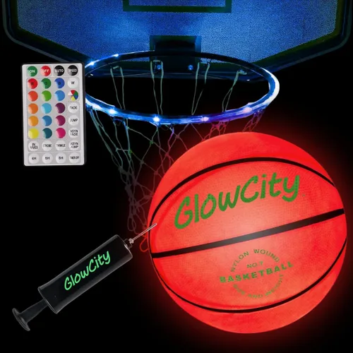 Miniatura 13 de GlowCity Baloncesto que brilla en la oscuridad – Tamaño 5, 6, 7 bola iluminada para niños, adolescentes y adultos – Juegos nocturnos al aire libre