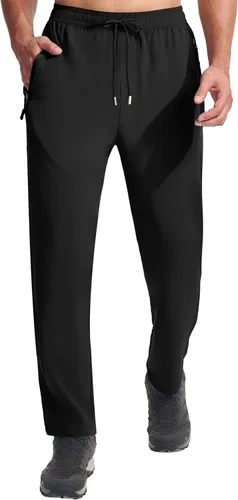 Miniatura 2 de Pantalones de senderismo ligeros para hombre, de secado rápido, pantalones deportivos de pesca, correr, entrenamiento, 3 bolsillos con cremallera