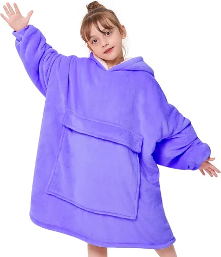 Miniatura 13 de yescool - Manta con capucha para niños, sudadera con manta de gran tamaño con sherpa, regalos para niñas adolescentes, jóvenes, niños, niñas