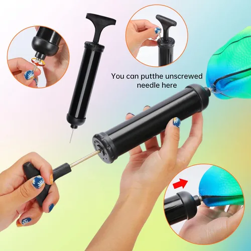 Miniatura 4 de Visen 4 bolas de arco iris para niños y adultos con 1 bomba de mano, bolas de goma coloridas de 8.5 pulgadas, pelotas inflables de varios