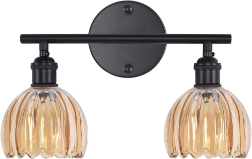 Miniatura 34 de Shenmoyl Accesorios de Iluminación para Baño, Lámpara de Pared de Latón de 3 Luces para Tocador Sobre Espejo con Pantalla de Cristal Tulipán Base