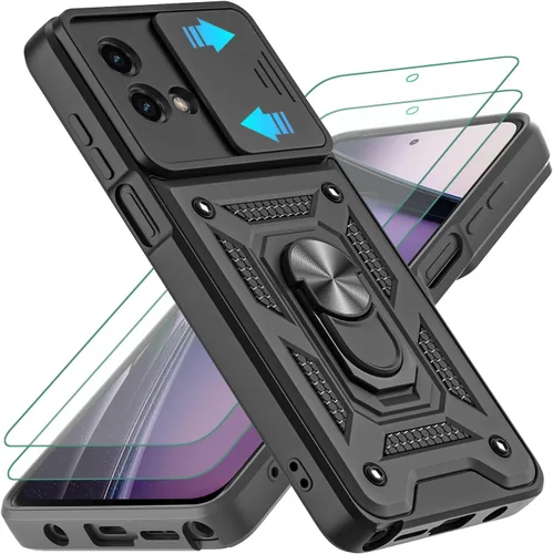 Miniatura 11 de Funda para Moto G Stylus 2023 5G, con 2 protectores de pantalla HD, grado militar, doble a prueba de golpes, funda invisible con función atril