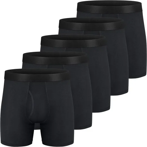 Calzoncillos tipo bóxer para hombre, de algodón, cómodos, transpirables, sin etiquetas, sin cabalgatas, de 6 pulgadas, con bragueta al frente