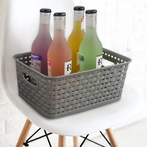 Miniatura 3 de Jekiyo Cesta de almacenamiento de plástico gris, 4 paquetes de contenedores de almacenamiento de despensa