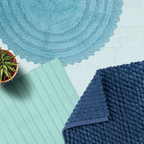 Miniatura 6 de DII Crochet Collection - Tapete de baño reversible, redondo, 27.5 pulgadas de diámetro, color azul camafeo Azul Cameo