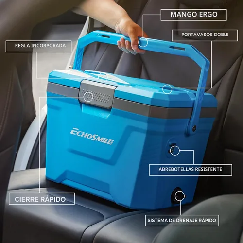 Miniatura 6 de EchoSmile Enfriador portátil aislado de 20L/21qt, enfriador duro para exteriores, caja de hielo para camping, bebidas, playa, pesca y navegación