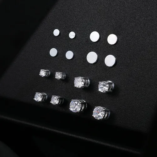 Miniatura 4 de Jstyle Aretes magnéticos de 0.15 a 0.27 pulgadas para hombres y mujeres, brillantes y redondos, con circonita cúbica para orejas sin perforar
