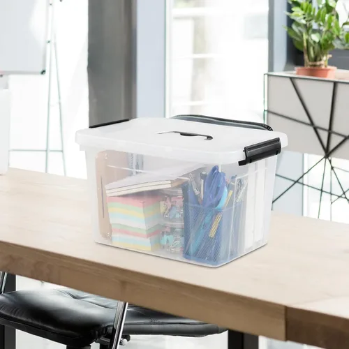 Miniatura 6 de Sandmovie Caja de almacenamiento de plástico transparente de 12 cuartos de galón, 6 paquetes