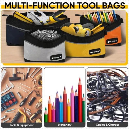 Miniatura 6 de Bolsas de herramientas TICONN con cremallera, bolsas pequeñas de lona Oxford 1680D, bolsa de utilidad impermeable con cremallera para organizadores