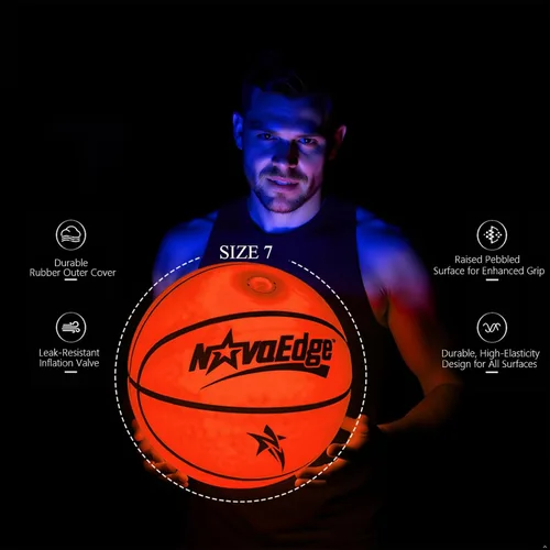 Miniatura 4 de Balón de baloncesto que brilla en la oscuridad Balón con luz LED recargable por USB-C Tamaño oficial 7 para adolescentes y adultos para niños