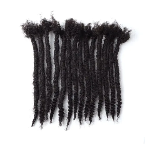 Miniatura 21 de Extensiones de cabello humano texturizado con extremos rizados, extensiones de cabello humano completamente hechas a mano para mujeres/hombres, se