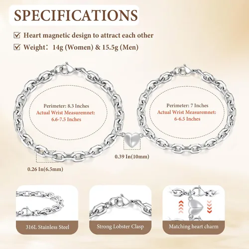 Miniatura 5 de TempBeau Pulsera para Pareja - Pulsera de Identificación Personalizada con Grabado Personalizado, Pulsera de Cuerda Trenzada para Él y Ella
