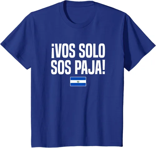 Miniatura 56 de Camiseta Vos Solo Sos Paja Salvadoran Slang Bandera de El Salvador, Negro