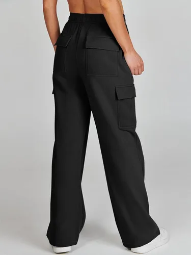 Miniatura 4 de ANRABESS Pantalones deportivos tipo cargo para mujer, casuales, holgados, de forro polar, de cintura alta, pantalones atléticos para descansar