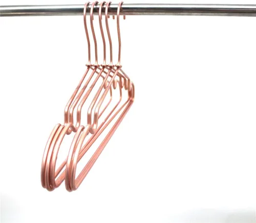 Miniatura 6 de Paquete de 30 perchas de metal de 16.5 pulgadas con alambre para ropa superior para ropa, ropa, abrigos, trajes, en acabado dorado cobre