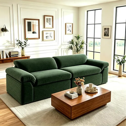 Miniatura 17 de Vesgantti 74" Cloud Couch for Living Room, 2 Seaters Deep Seat Sectional Modular Sofa, Double Cushion Corduroy Small Sofas Living Room Couches for