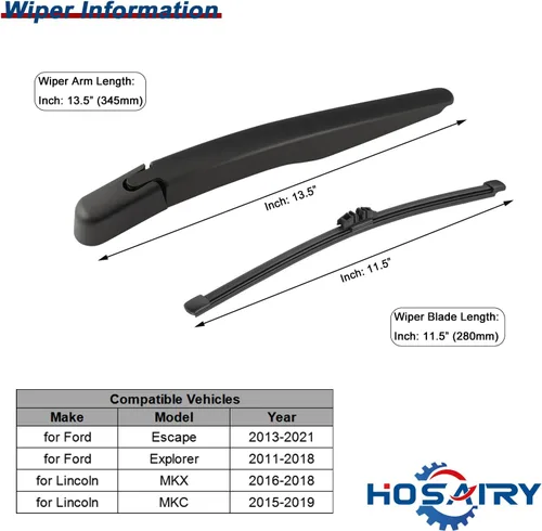 Miniatura 2 de Juego de limpiaparabrisas trasero para Ford Explorer 2011-2023, Escape 2013-2018, para Lincoln MKX MKC 2015-2019 Conjunto de limpiaparabrisas