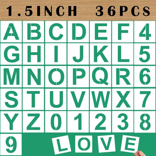Miniatura 8 de 36 plantillas de letras de plástico reutilizables de 2.5 pulgadas, plantillas pequeñas del alfabeto y números para pintar sobre madera, pared, tela