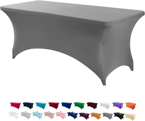 Miniatura 15 de Peomeise - Funda de mesa de elastano de 4 pies, mantel rectangular elástico de elastano (verde manzana, 4 pies)