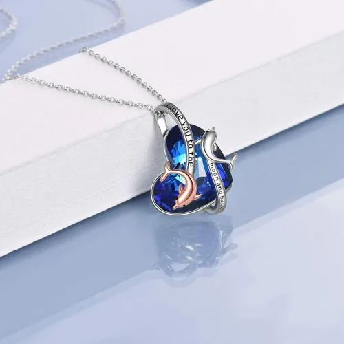 Miniatura 3 de ONEFINITY Collares de delfín de plata de ley 925 con dije de delfín de cristal, joyería del océano, regalos para el día de la madre para mujeres