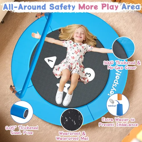 Miniatura 7 de 3FT Toddler Trampoline with Adjustable Handlebar, 36" Foldable & Spring-Free, Mini Kids Indoor Outdoor Trampoline for Ages 1-6, Noiseless Jumping