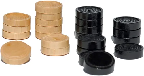 Miniatura 4 de WE Games Solo piezas de madera (1.06 pulgadas), juego de mesa de damas y piezas de backgammon, 24 crestas apilables teñidas naturales y negras