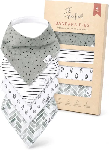 Copper Pearl Baberos tipo bandana para bebé, paquete de 4 baberos de algodón suave para babear y dentición, absorbentes, ajuste ajustable, muchos