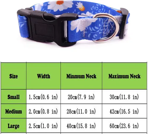 Miniatura 6 de Love Dream Collar de perro resistente con hebilla de liberación rápida ajustable con patrones geométricos florales para perros pequeños, medianos