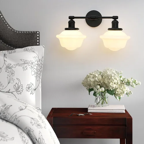 Miniatura 2 de Pathson 2-Lights Milk White Glass Wall Sconce Lights, Modern Classic Wall Vanity Lighting for Living Room Bathroom Bedroom