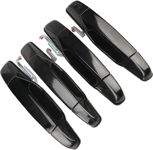 Juego de 4 manijas negras para puerta exterior delantera y trasera, lado del pasajero, compatible con Chevy Silverado 1500 Tahoe Suburban GMC Sierra